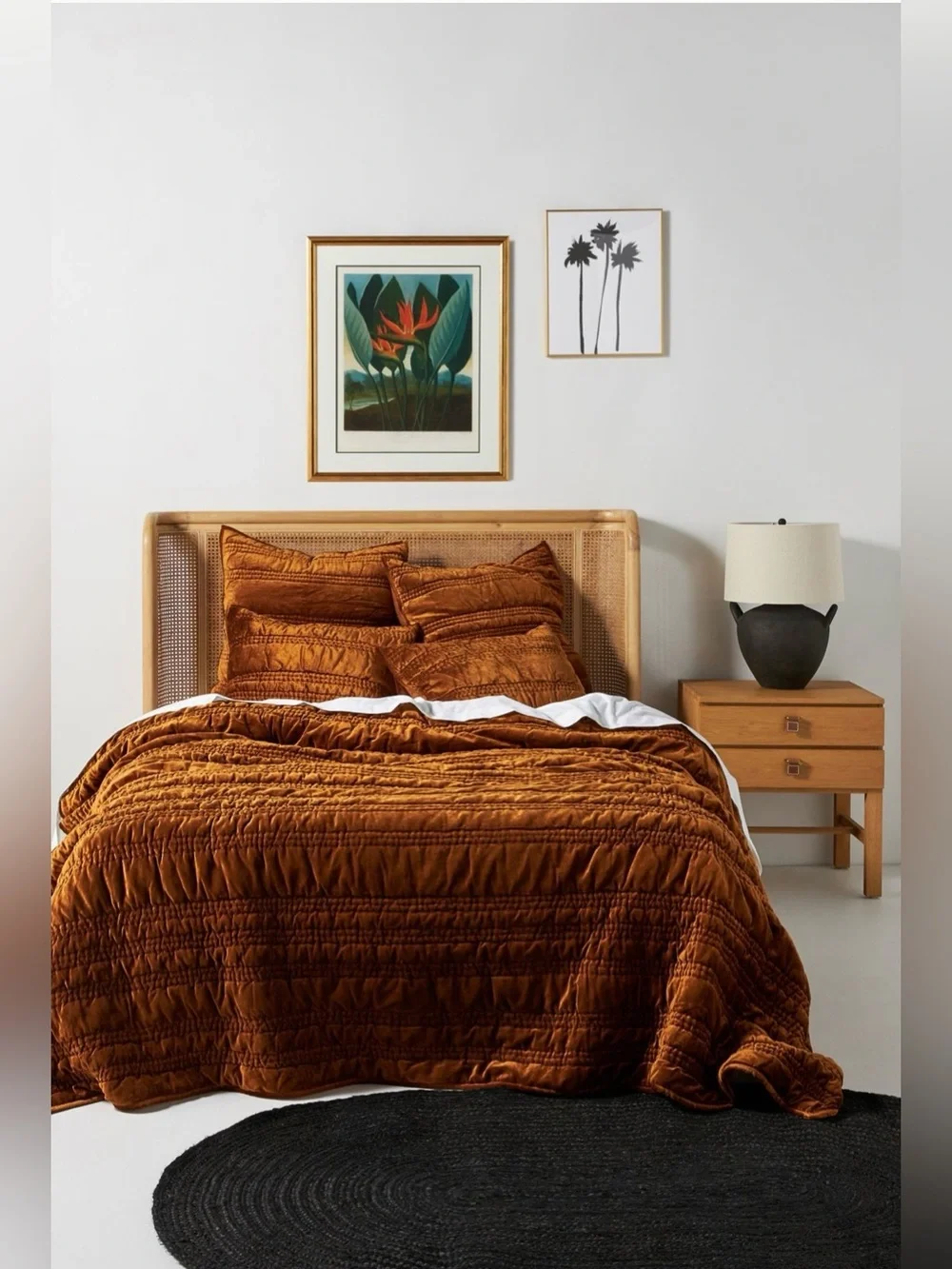 Anthropologie Lustered Velvet Alastair Quilt, Bronze